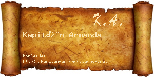 Kapitán Armanda névjegykártya